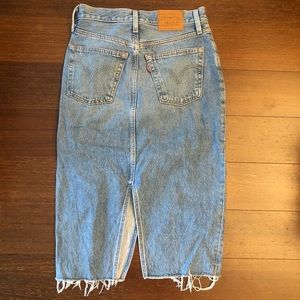 Levi Strauss Medium Blue Denim button up Slit Skirt